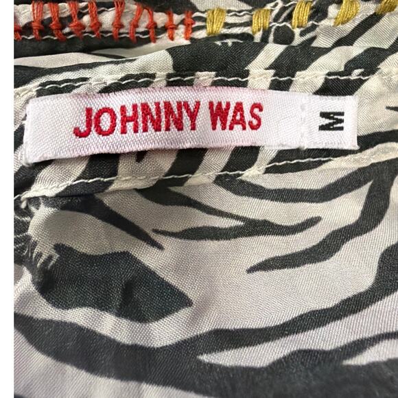 Johnny Was Alvena 100% Silk Tunic Blouse Zebra Print Size Medium - Picture 4 of 7